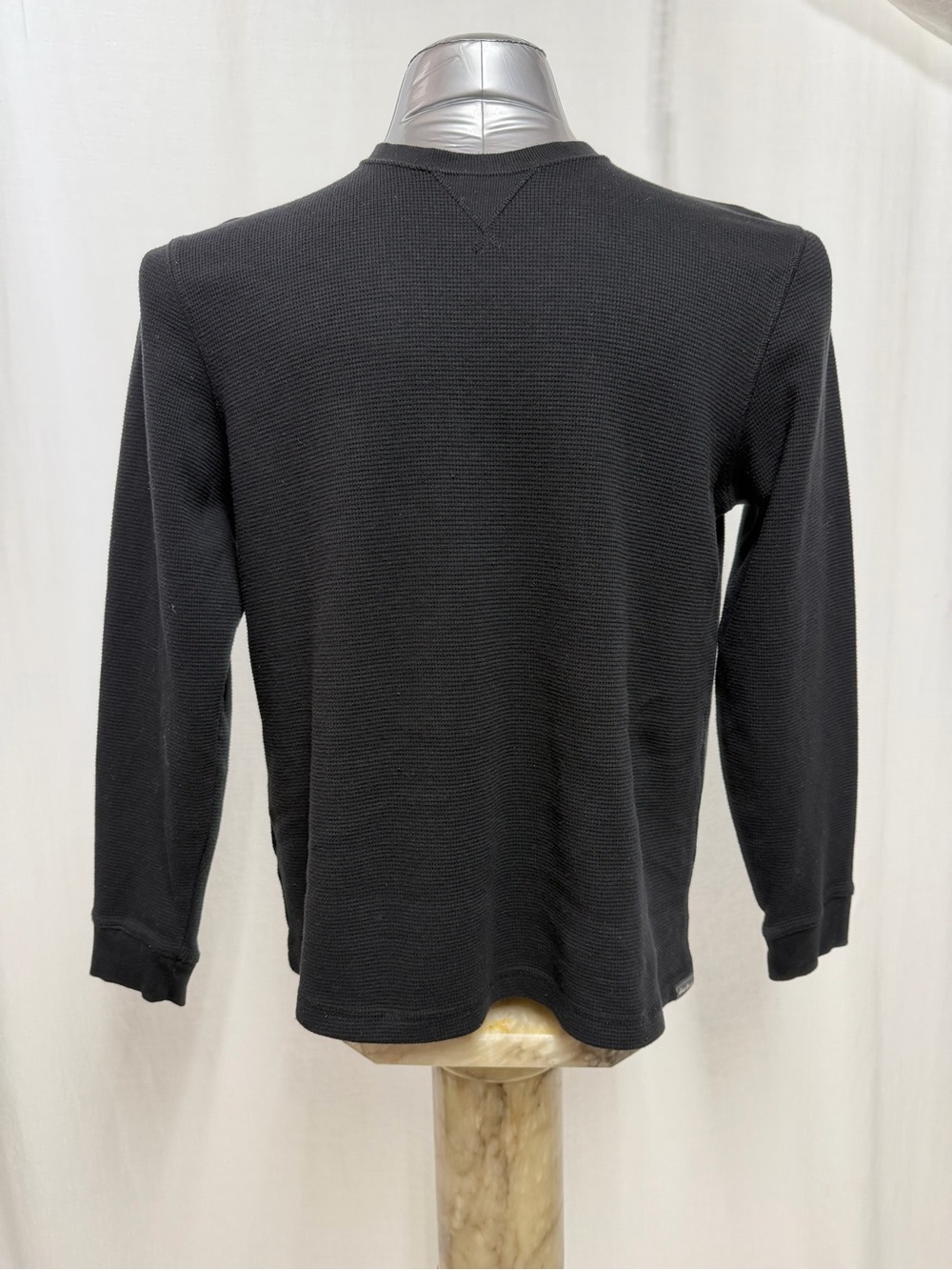 Eddie Bauer Men's Black Waffle Knit Thermal Long Sleeve Crewneck Shirt M 1818